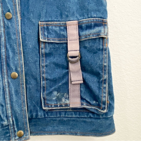 Vintage SPORTWORKS Sherpa Lined Unisex Utility Denim Vest Size M - Picture 7 of 9